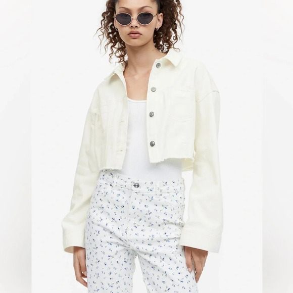 H&M twill crop  jacket warm white XS‎ - Picture 3 of 12